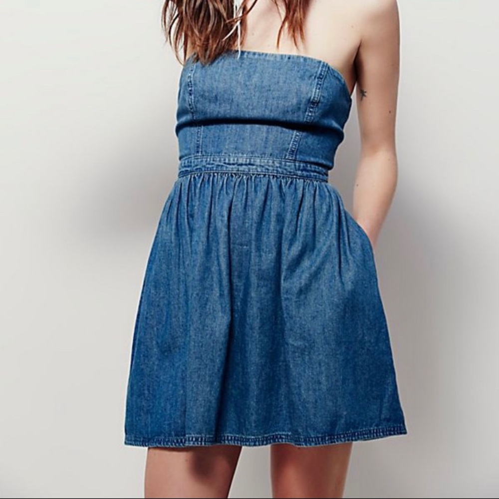 Free People Darling Denim Mini Dress